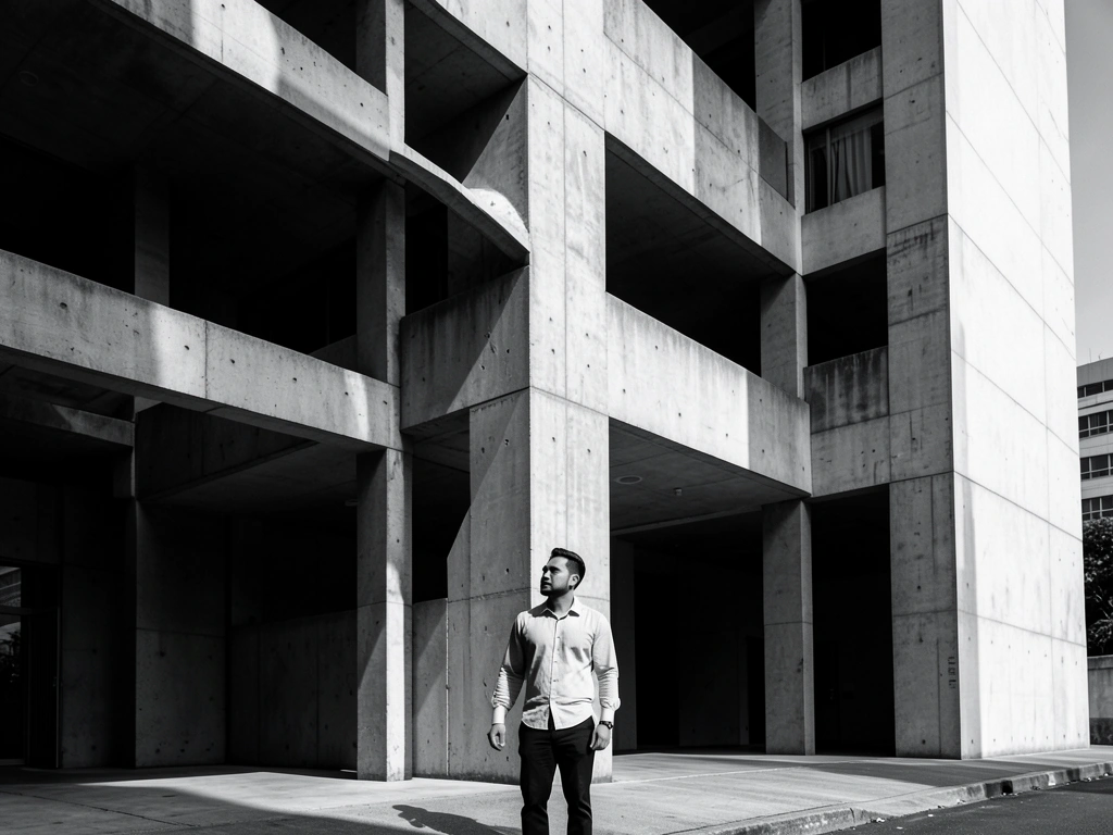 Brutalist architecture in Jakarta representing structural masculinity